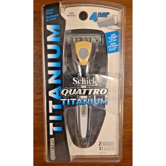 NOS Schick Quattro Titanium 4 Blade Razor 2 Cartridges Edging Blade 2006 Sealed - Picture 1 of 11